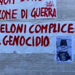 G7 corteo a Fasano sul muro anche foto di Meloni a testa in giu