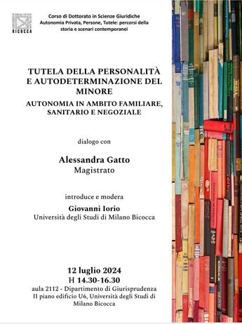 Famiglia alla Bicocca dialogo con magistrato A. Gatto su autodeterminazione del minore