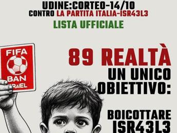 Allerta per partita Nazionale a Udine contro Israele corteo comitato per Palestina