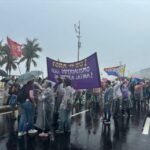 G20 corteo manifestanti su lungomare Copacabana Piu giustizia e diritti